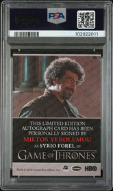 2012 Game Of Thrones S1 Autograph Miltos Yerolemou Limited Bordered Auto PSA 8